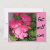 Pink Geranium Photo Get Well Soon カード (正面)