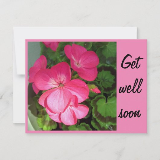 Pink Geranium Photo Get Well Soon カード (正面)