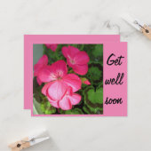 Pink Geranium Photo Get Well Soon カード (正面/裏面インサイチュ)
