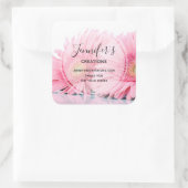 Pink Gerberaのデイジー写真 – Business Thank You スクエアシール (バッグ)