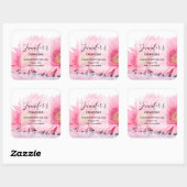 Pink Gerberaのデイジー写真 – Business Thank You スクエアシール (シート)