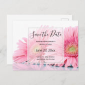 Pink Gerberaデイジーエレガント写真Save the Date インビテーションポストカード (正面/裏面)