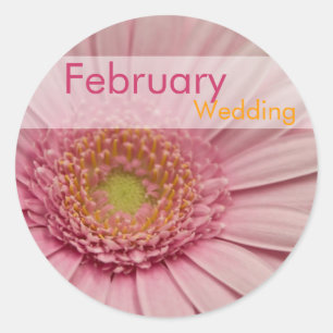 Pink Gerbera ・2月結婚ステッカー ラウンドシール