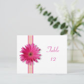 Pink Gerbera Daisy Plaid Table Number Card ポストカード (スタンド正面)