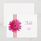 Pink Gerbera Daisy Plaid Table Number Card ポストカード (正面/裏面)