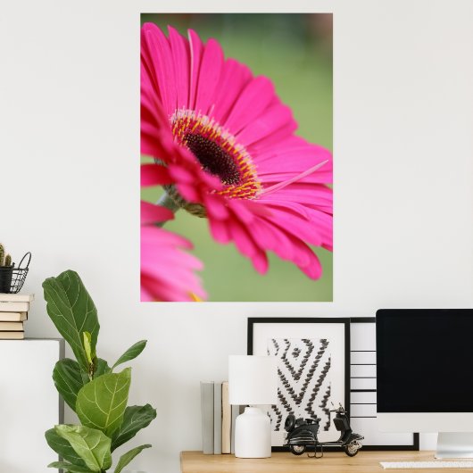 Pink Gerbera Daisy Poster Print ポスター (ホームオフィス)