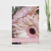 Pink Gerbera Flowers Sparkle Birthday カード (正面)