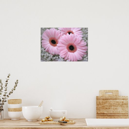 Pink Gerberas Print ポスター (キッチン)