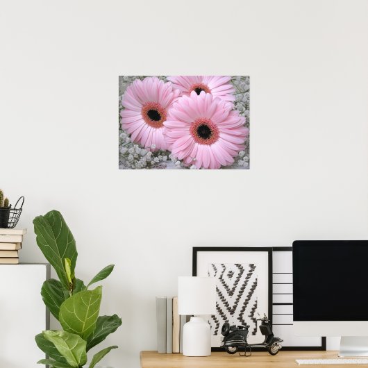 Pink Gerberas Print ポスター (ホームオフィス)