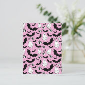 Pink ghosts, bats and pumpkins ポストカード (スタンド正面)