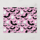 Pink ghosts, bats and pumpkins ポストカード (裏面)