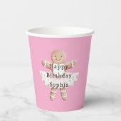 Pink Gingerbread Girl Ballerina Ballet Birthday 紙コップ (正面)