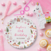 Pink Gingerbread House Birthday Party ペーパープレート (パーティー)