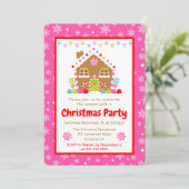 Pink Gingerbread House Christmas Party 招待状 (スタンド正面)