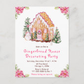 Pink Gingerbread House Decorating Party ポストカード (正面)