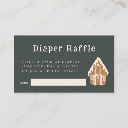 Pink Gingerbread House Diaper Raffle Ticket エンクロージャーカード (正面)