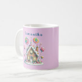Pink Gingerbread House Kids Name Mug コーヒーマグカップ (正面左)