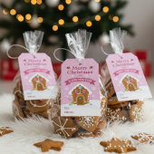 Pink Gingerbread House Merry Christmas Gift Tag ギフトタグ