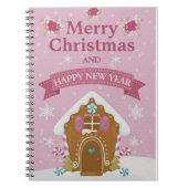 Pink Gingerbread House Merry Christmas Notebook ノートブック (正面)
