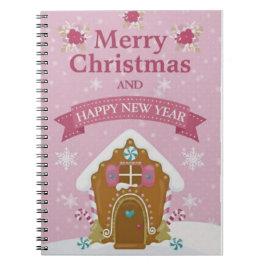 Pink Gingerbread House Merry Christmas Notebook ノートブック