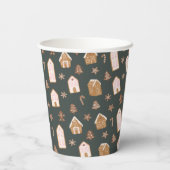Pink Gingerbread House Pattern Baby Shower 紙コップ (裏面)