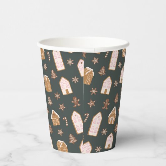 Pink Gingerbread House Pattern Baby Shower 紙コップ (右)