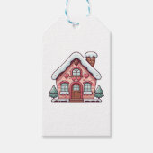 Pink Gingerbread House with Hearts ギフトタグ (正面)