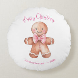 Pink Gingerbread Man Christmas  ラウンドクッション