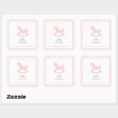 Pink Gingham baby girl for the library蔵書票 スクエアシール (シート)