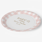 Pink Gingham Baby-Q Circular Plate 2 ペーパープレート (アングル)