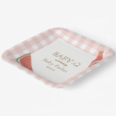 Pink Gingham Baby-Q Square Plate ペーパープレート (傾斜あり)