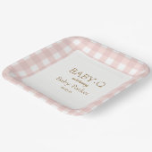 Pink Gingham Baby-Q Square Plate 2 ペーパープレート (傾斜あり)