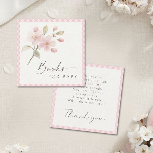 Pink Gingham Baby Shower Books For Baby エンクロージャーカード
