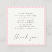 Pink Gingham Baby Shower Books For Baby エンクロージャーカード (裏面)