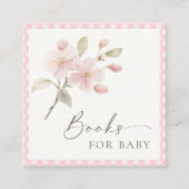 Pink Gingham Baby Shower Books For Baby エンクロージャーカード (正面)