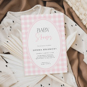 Pink Gingham Baby Shower Invitation 招待状