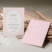 Pink Gingham Baby Shower Invitation 招待状