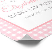 Pink Gingham Baby Shower Welcome Poster ポスター (角)
