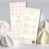 Pink Gingham Bakery Price List QR Code Marketing  ラックカード
