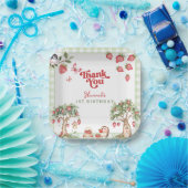 Pink Gingham Berry First Strawberry 1st Birthday ペーパープレート (パーティー)