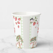 Pink Gingham Berry First Strawberry 1st Birthday 紙コップ (左)