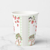 Pink Gingham Berry First Strawberry 1st Birthday 紙コップ (右)