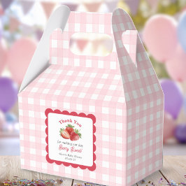 pink gingham berry sweet baby shower フェイバーボックス