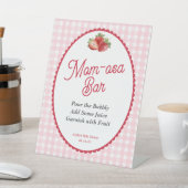 Pink Gingham Berry Sweet, Strawberry Mom-osa Bar 台座サイン (インサイチュ)