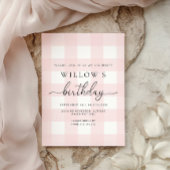 Pink Gingham Birthday Invitation 招待状