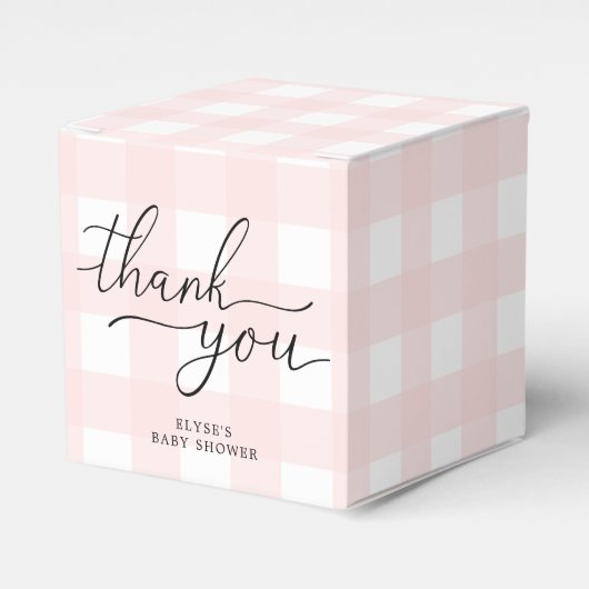Pink Gingham Birthday Thank You Favor Box フェイバーボックス (正面サイド)
