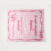 Pink Gingham Bow A New Chapter Graduation タペストリー (正面(横))