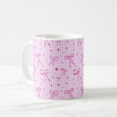 Pink Gingham Bow Aesthetic Mug コーヒーマグカップ (正面左)