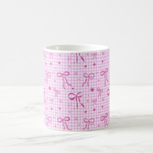 Pink Gingham Bow Aesthetic Mug コーヒーマグカップ (中央)