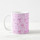 Pink Gingham Bow Aesthetic Mug コーヒーマグカップ (左)